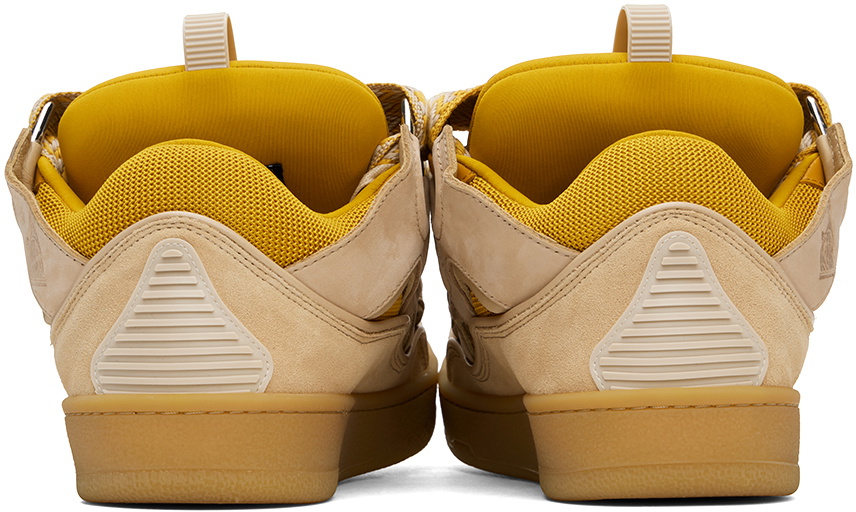【関税込み】Lanvin SSENSE限定 ベージュ Curb スニーカー Lanvin SSENSE Exclusive Beige & Yellow Leather Curb Sneakers