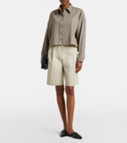 The Frankie Shop Marfa pleated cotton Bermuda shorts