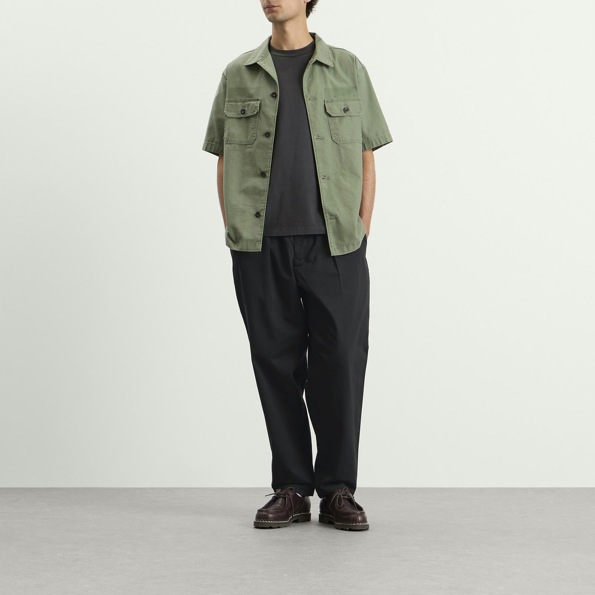 Universal Works Men's Twill Pleated Track Pant in Black