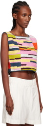 The Elder Statesman Multicolor Crochet Sleeveless Top