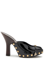 Versace 105 Stud-embellished Wooden and Patent Leather Mules Black