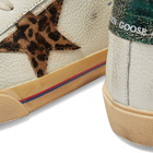 Golden Goose Men's Super-Star Drummed Leather Sneakers in Cream/Beige/Green