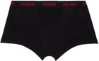 Hugo Three-Pack Black Jacquard-Logo Boxers