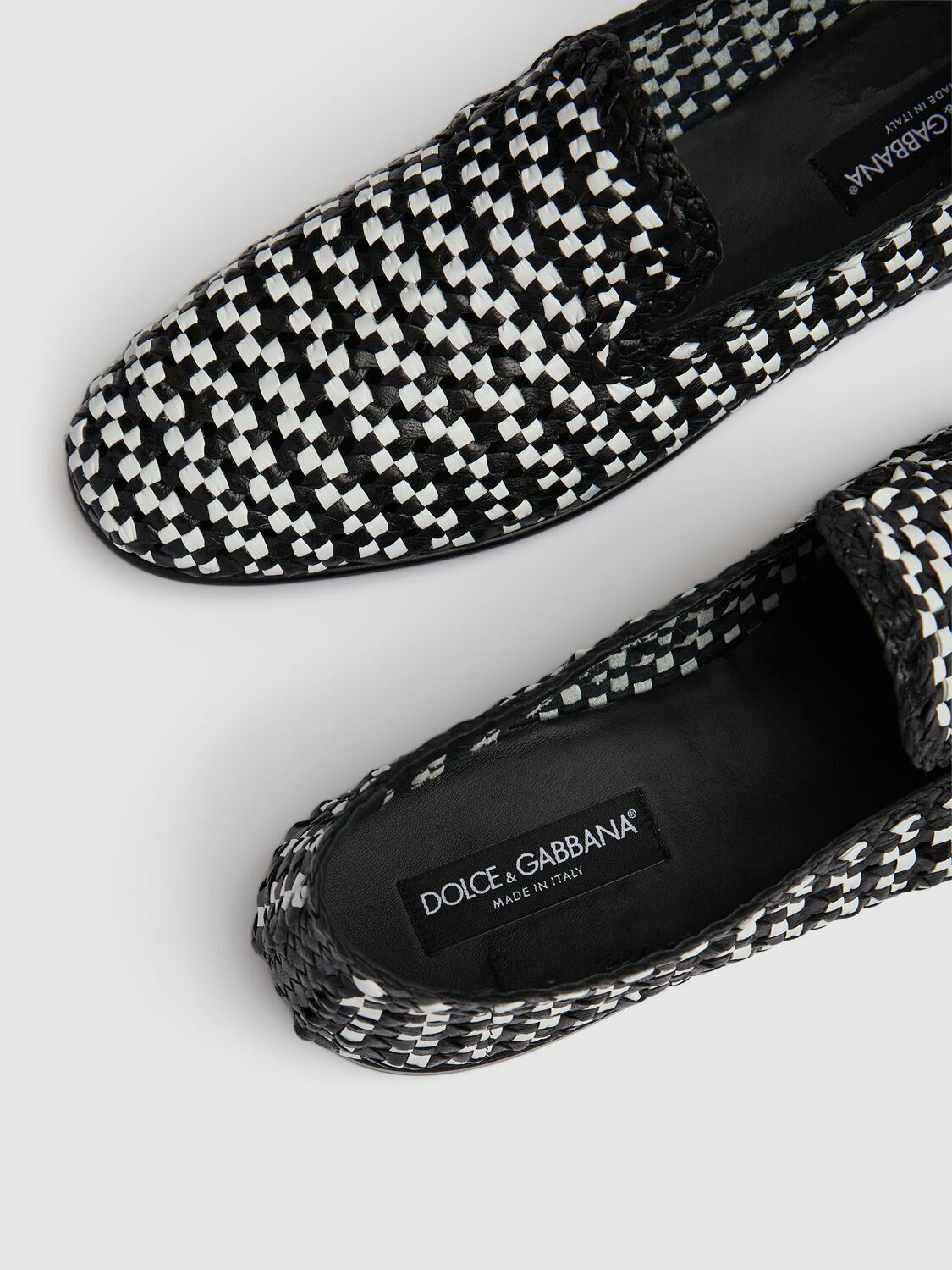 DOLCE & GABBANA Woven Two-tone Leather Loafers Dolce & Gabbana display picture 1
