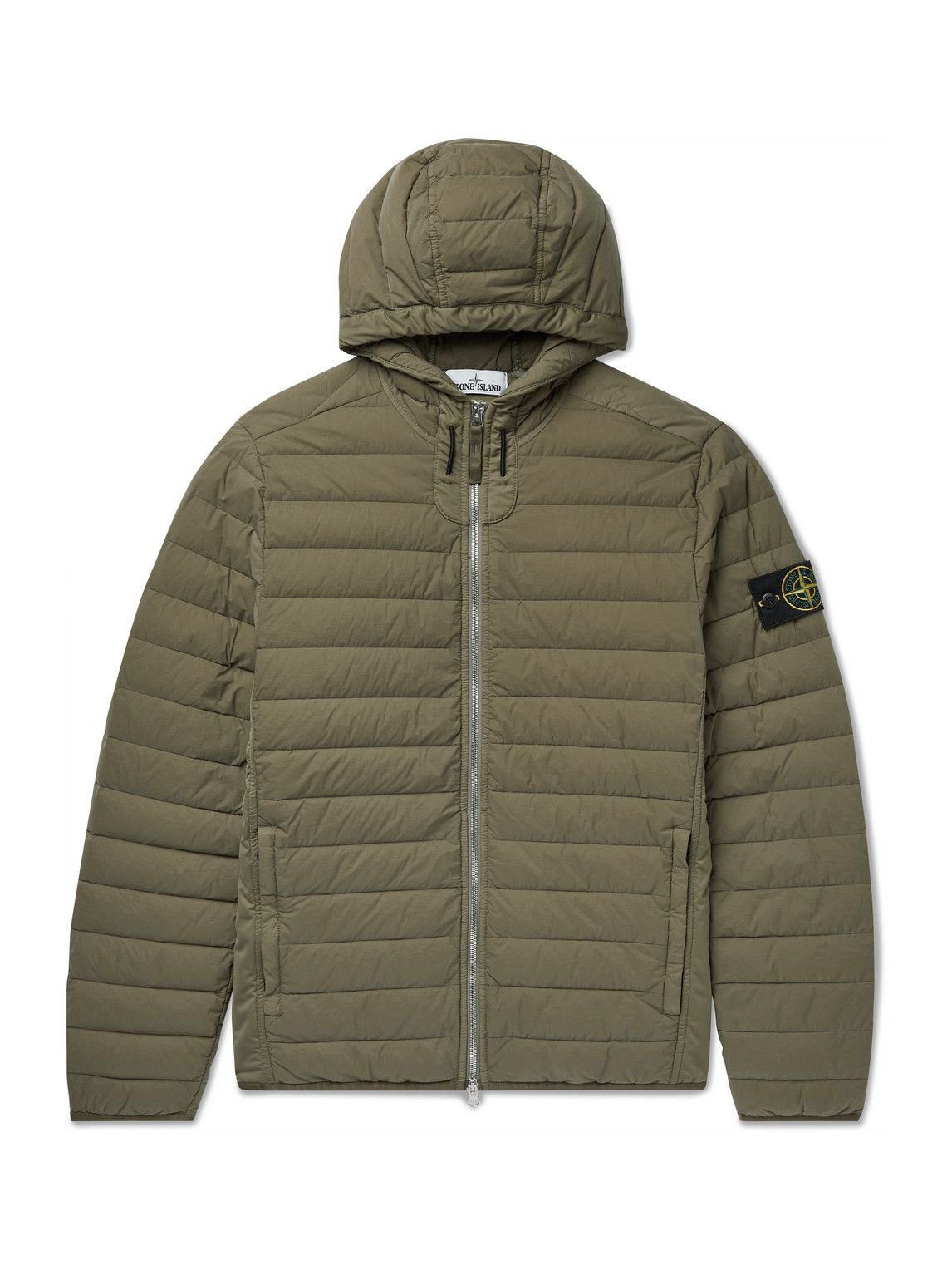 Stone Island - Logo-Appliquéd Quilted Shell Down Hooded Jacket - Green ...