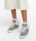 Miu Miu Shearling-lined suede sneakers