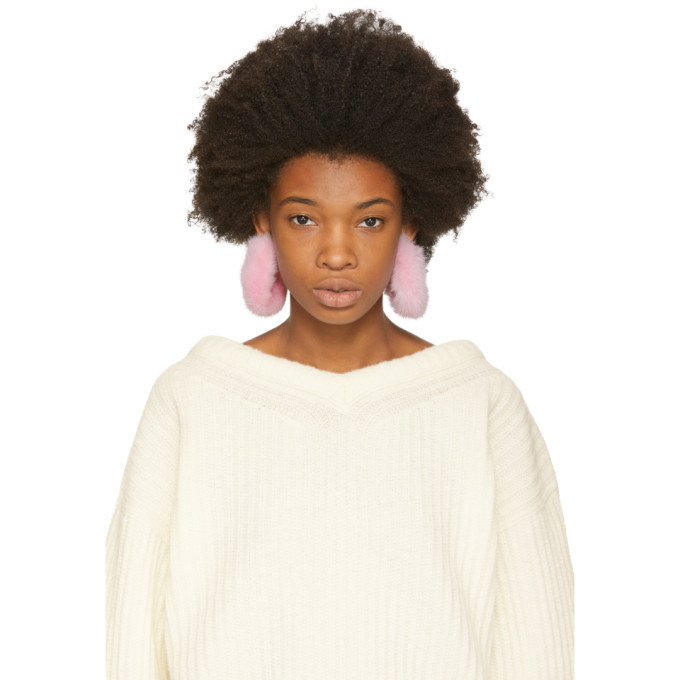 Wild and Woolly Pink Mink Hoop Earrings