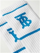 Burberry - Ribbed Logo-Intarsia Stretch-Knit Socks - White