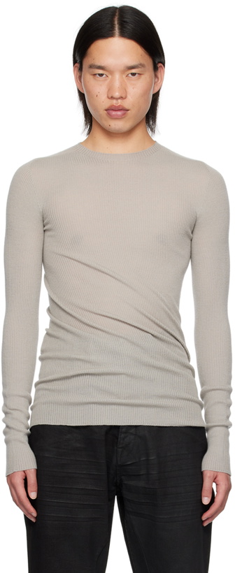 Photo: Rick Owens Gray Porterville Ribbed Round Neck Sweater