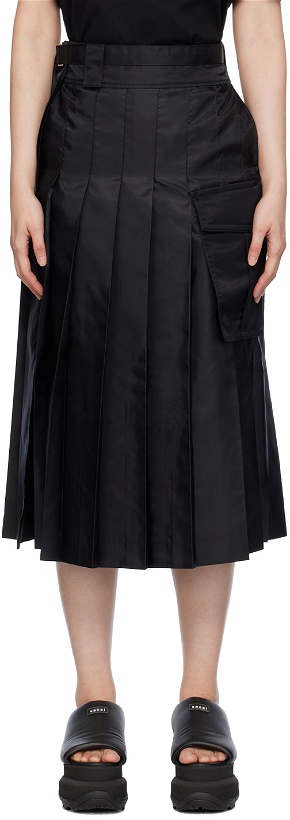 Photo: sacai Black Pleated Midi Skirt
