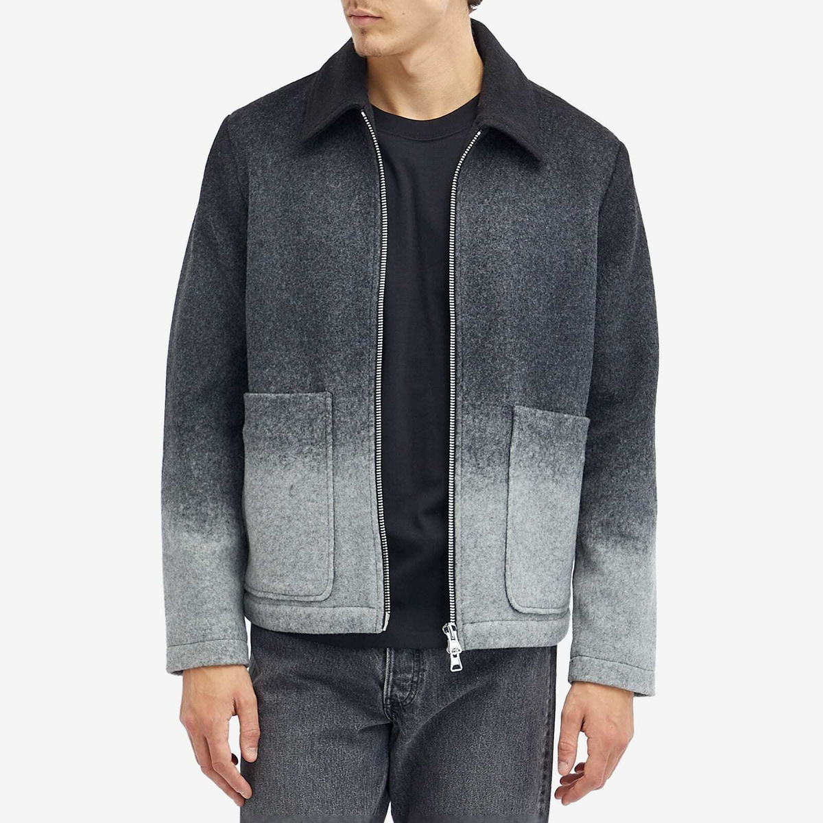 NN07 Men's Gael Gradient Wool Jacket in Light Grey Multi