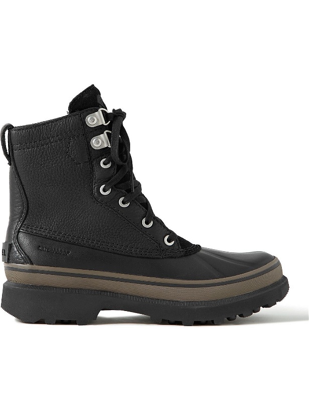 Photo: Sorel - Caribou Storm Faux Shearling-Lined Full-Grain Leather and Rubber Snow Boots - Black
