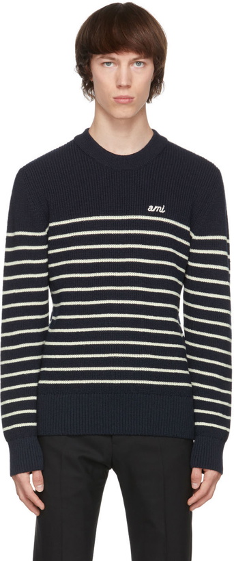 Photo: AMI Alexandre Mattiussi Navy & White Merino Breton Stripe Sweater