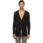 Rick Owens Black Wool Snap Cardigan