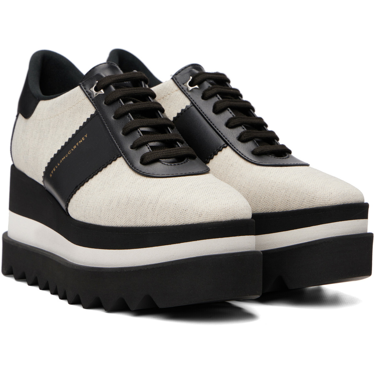 Stella McCartney Black & Off-White Sneakelyse Canvas Derbys