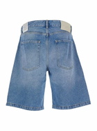 Icon Denim Light Blue Bermuda Pants With Wide Leg And Logo Patch On The Rear In Denim Man