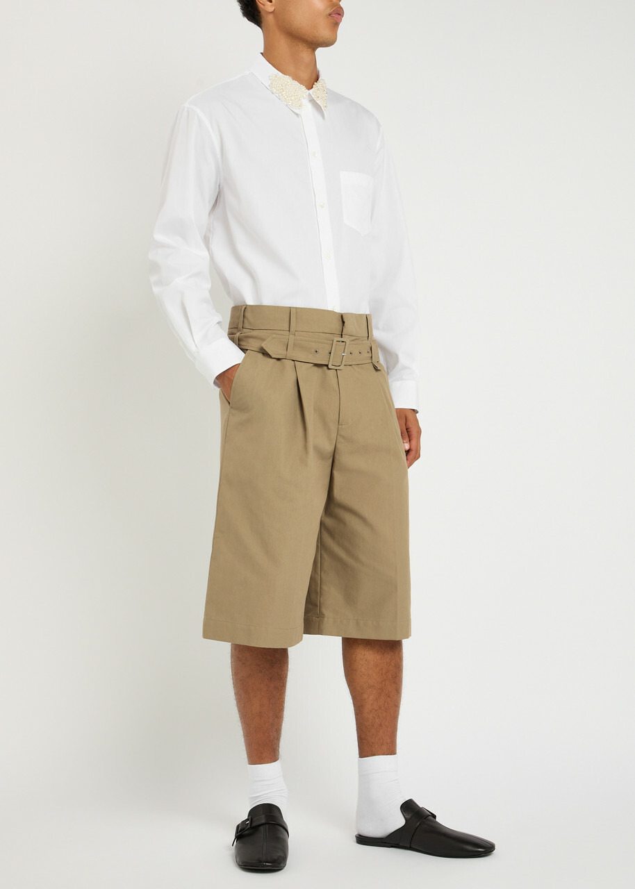Simone Rocha Belted Cotton-gabardine Shorts