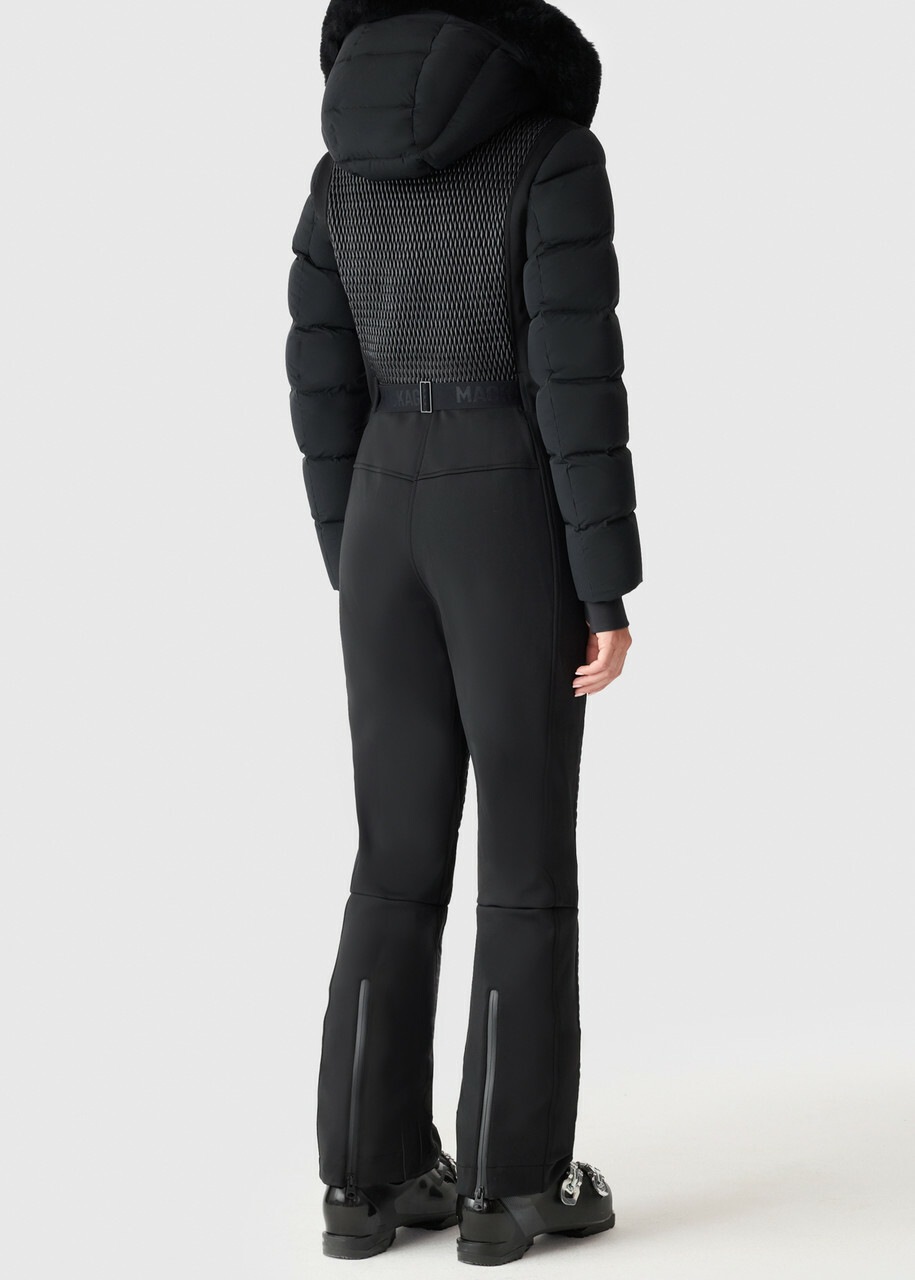 Mackage Lorelle Fur-hood Bonded Fleece ski Suit Black