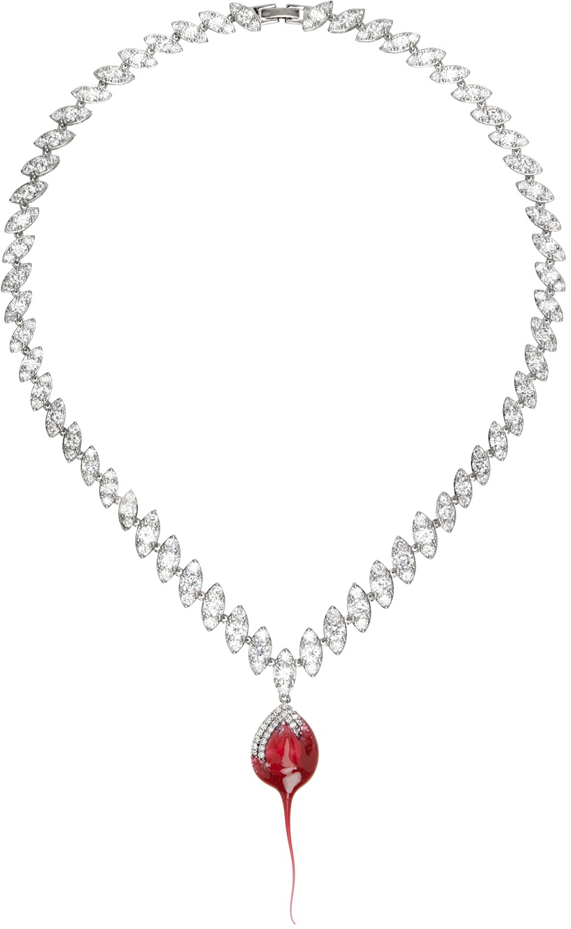 Ottolinger Silver & Red Crystal Dip Necklace