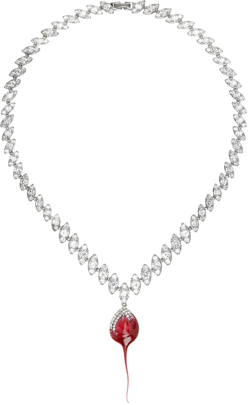 Photo: Ottolinger Silver & Red Crystal Dip Necklace