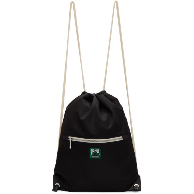 Photo: Prada Black Logo Drawstring Backpack