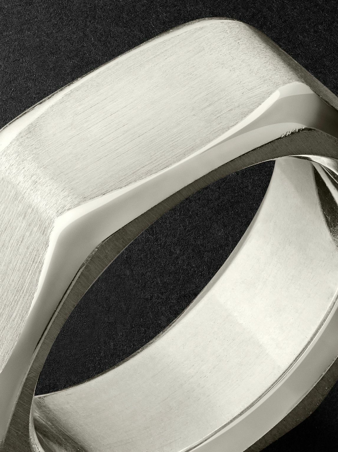 Ouie - M6 Large Brushed-Sterling Silver Ring - Silver
