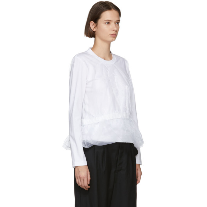 Noir Kei Ninomiya White Organza Body T-Shirt Noir Kei Ninomiya