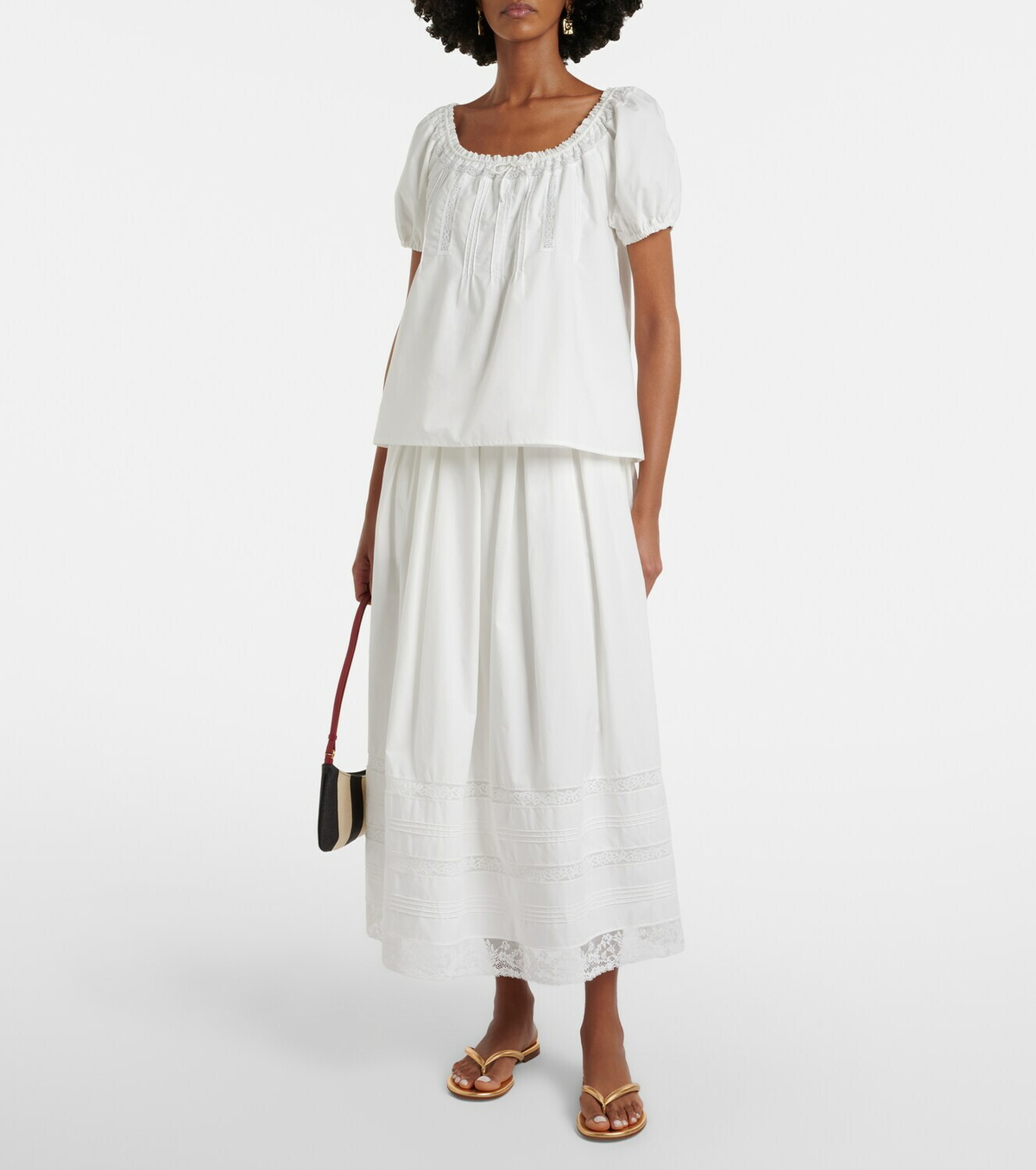 Faithfull Lyon lace-trimmed cotton maxi skirt