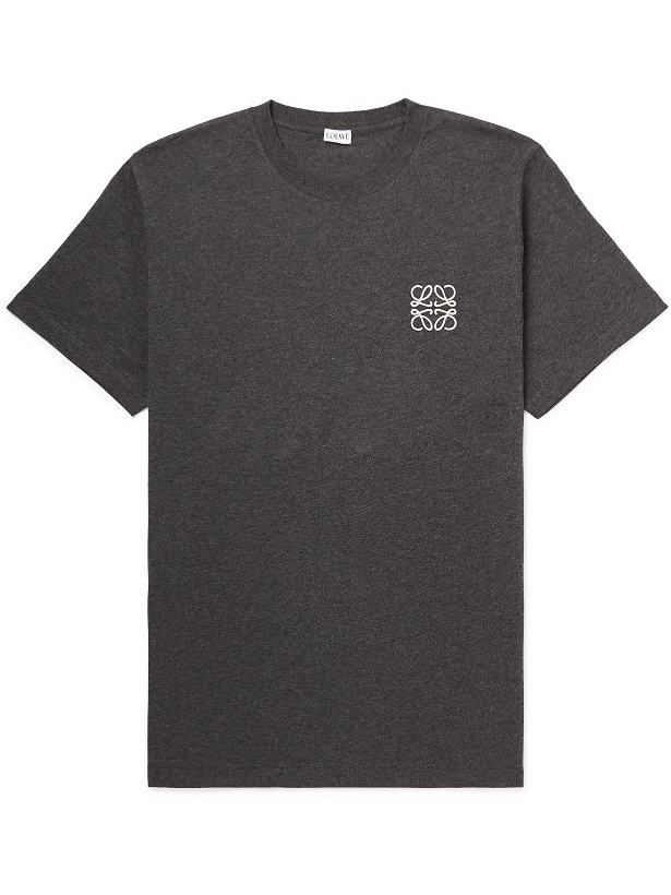 Photo: Loewe - Anagram Logo-Embroidered Cotton-Jersey T-Shirt - Gray