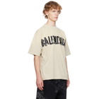 Balenciaga Beige Tape Logo Medium Fit T-shirt