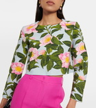 Oscar de la Renta Floral jacquard cropped cardigan