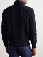 Anderson & Sheppard - Cable-Knit Wool and Cashmere-Blend Rollneck Sweater - Blue