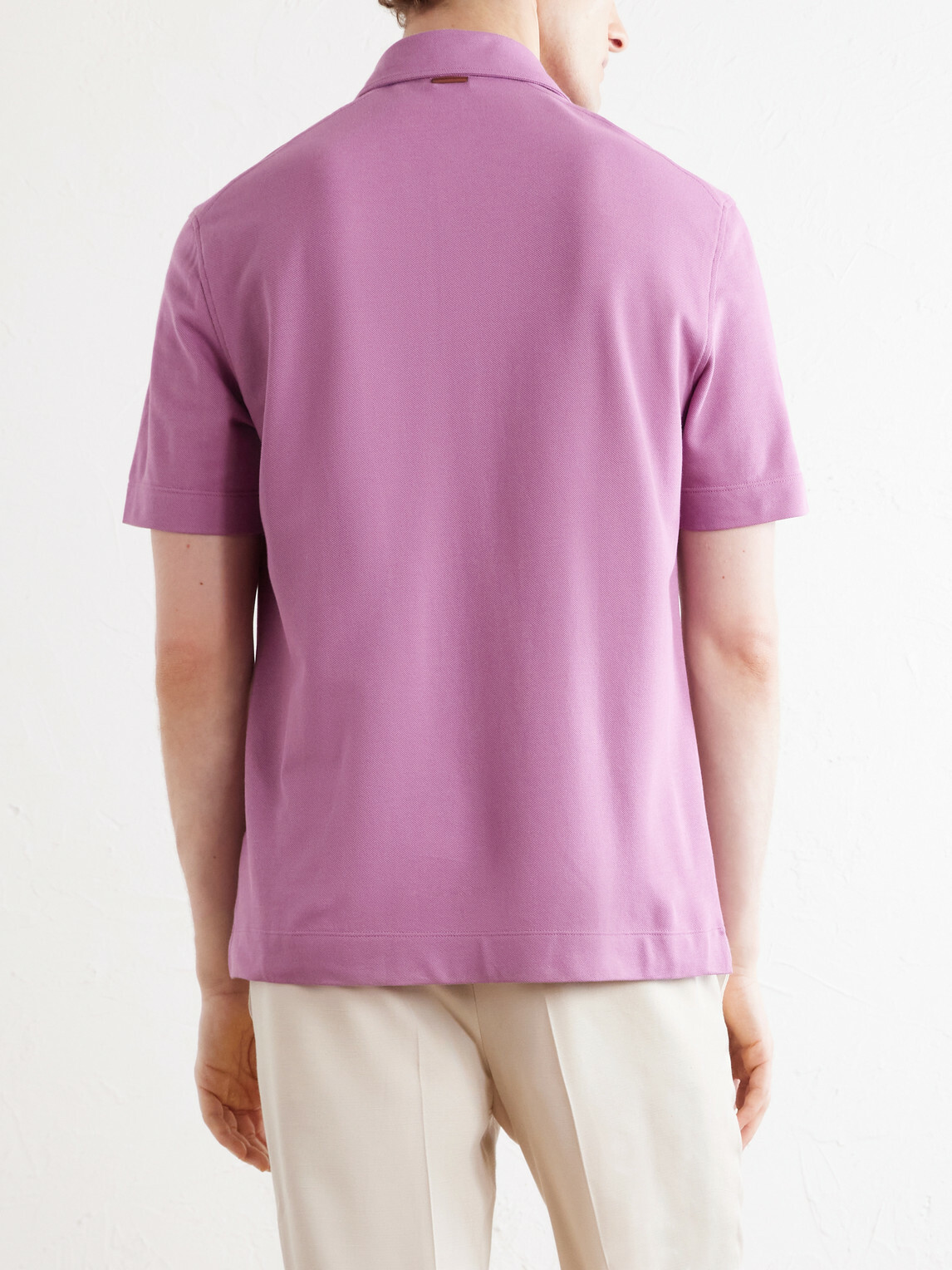 Zegna - Cotton-Jersey Polo Shirt - Pink