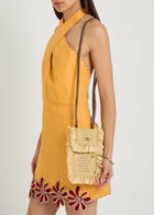 Anya Hindmarch Fringed Raffia and Leather Cross-body Phone Pouch - Natural - One Size