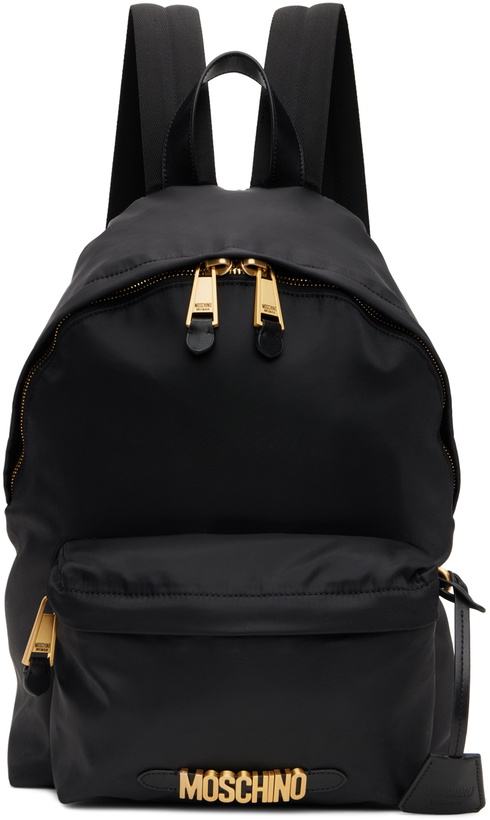 Photo: Moschino Black Lettering Logo Backpack