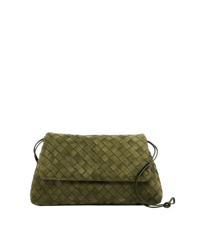 Photo: Bottega Veneta Giorno Intrecciato suede crossbody bag