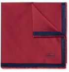 Brioni - Contrast-Tipped Silk-Twill Pocket Square - Red