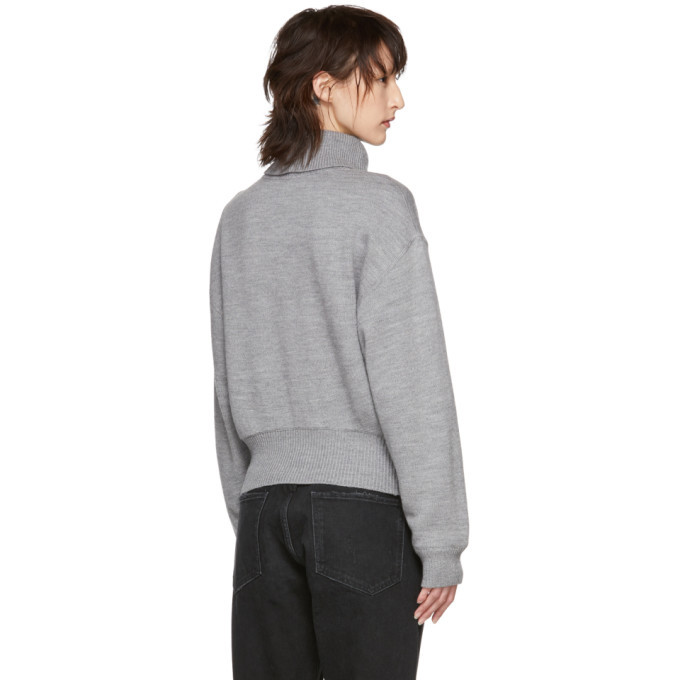 Alexander Wang T Cropped Twist-front Jersey Top, Heather Gray In