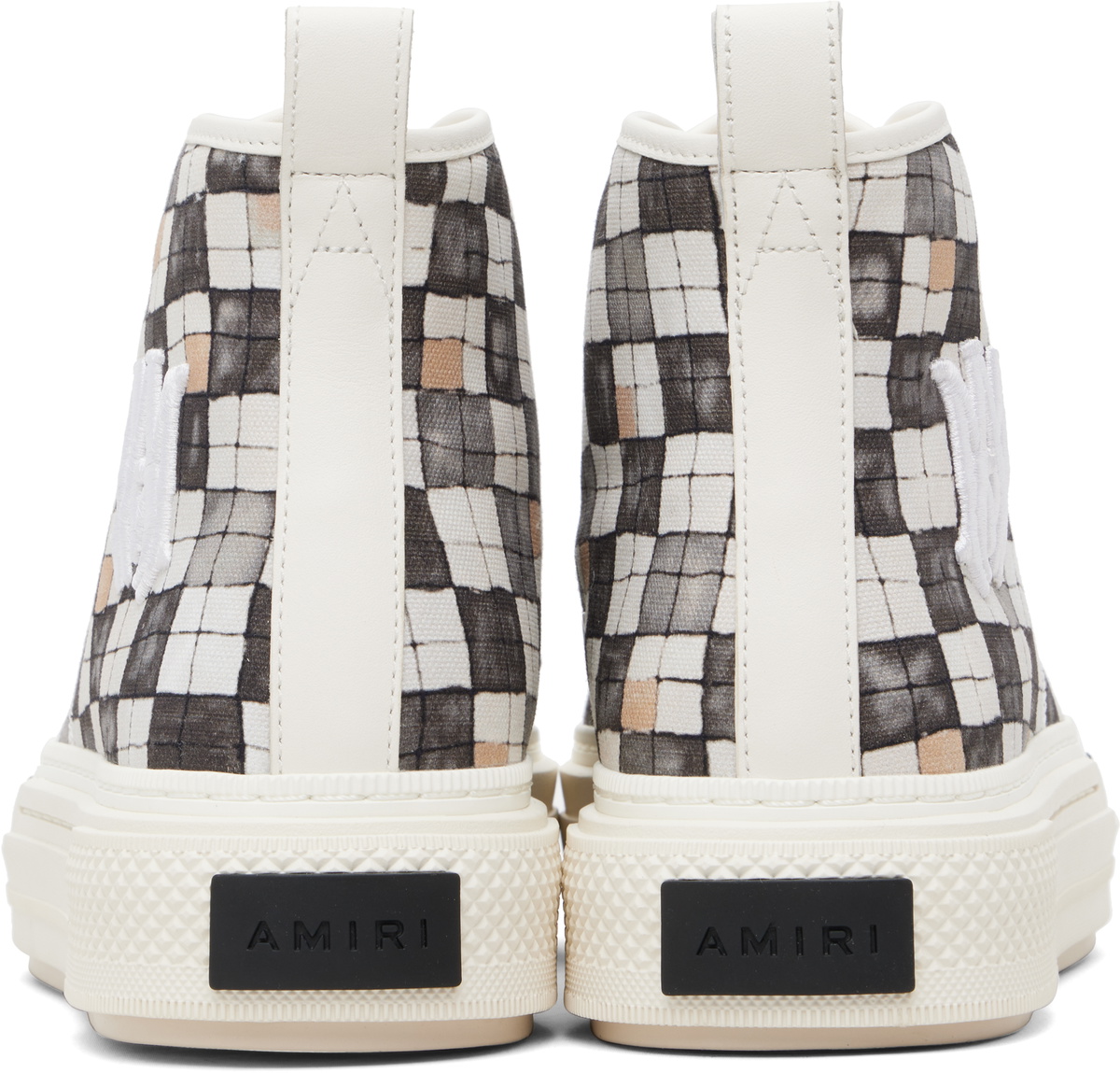AMIRI Gray & White Checkered Court Hi Sneakers
