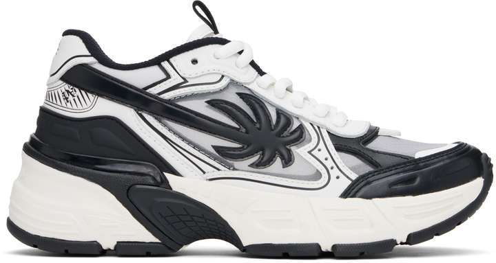 Photo: Palm Angels Black & White PA 4 Leather Sneakers