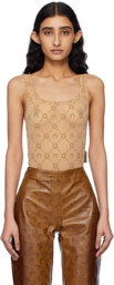 Marine Serre Beige Recycled Mesh Flock Bodysuit