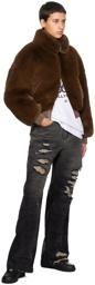 AMIRI Brown Cropped Faux-Fur Jacket