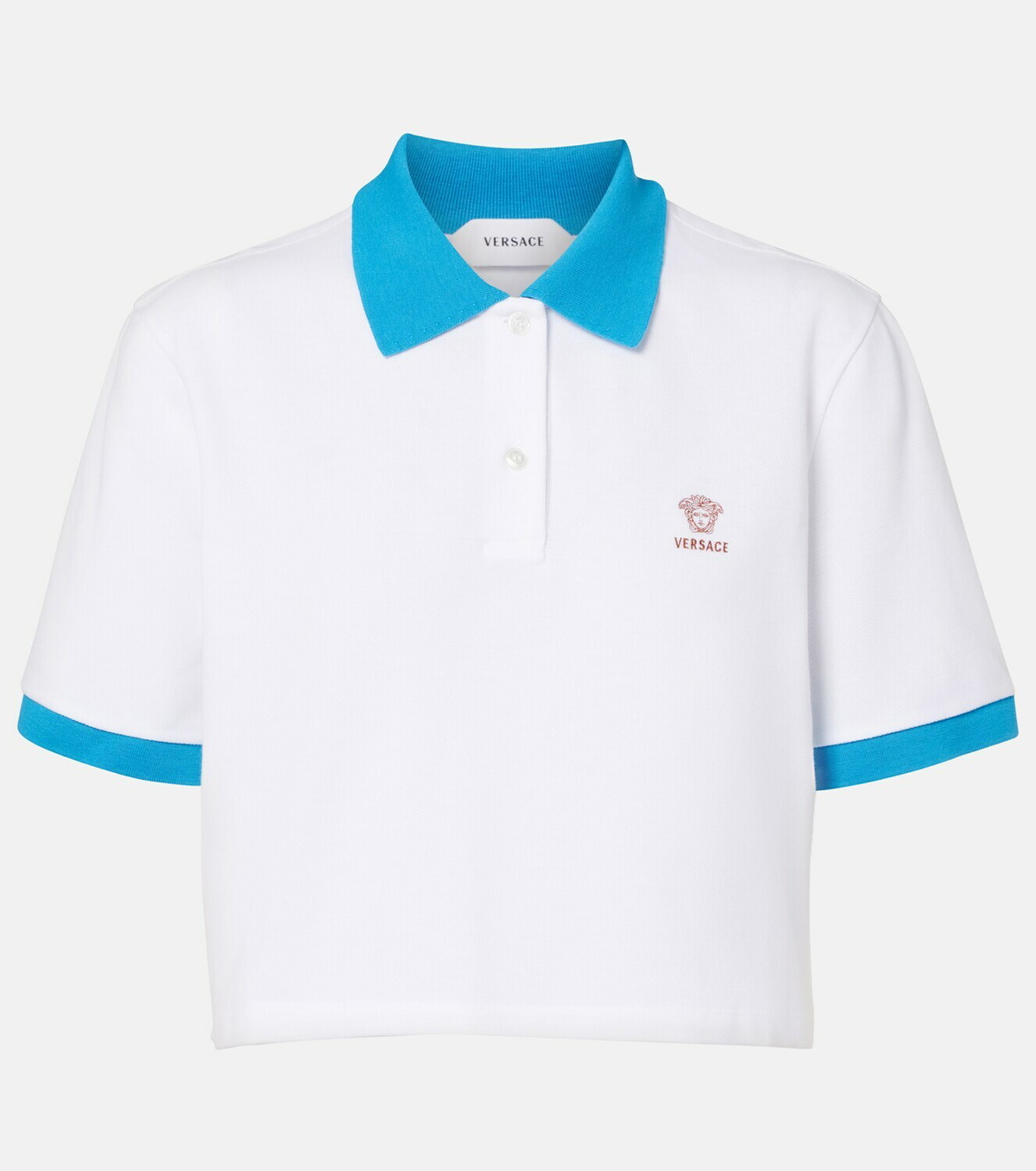 Versace Embroidered cotton piqué polo shirt