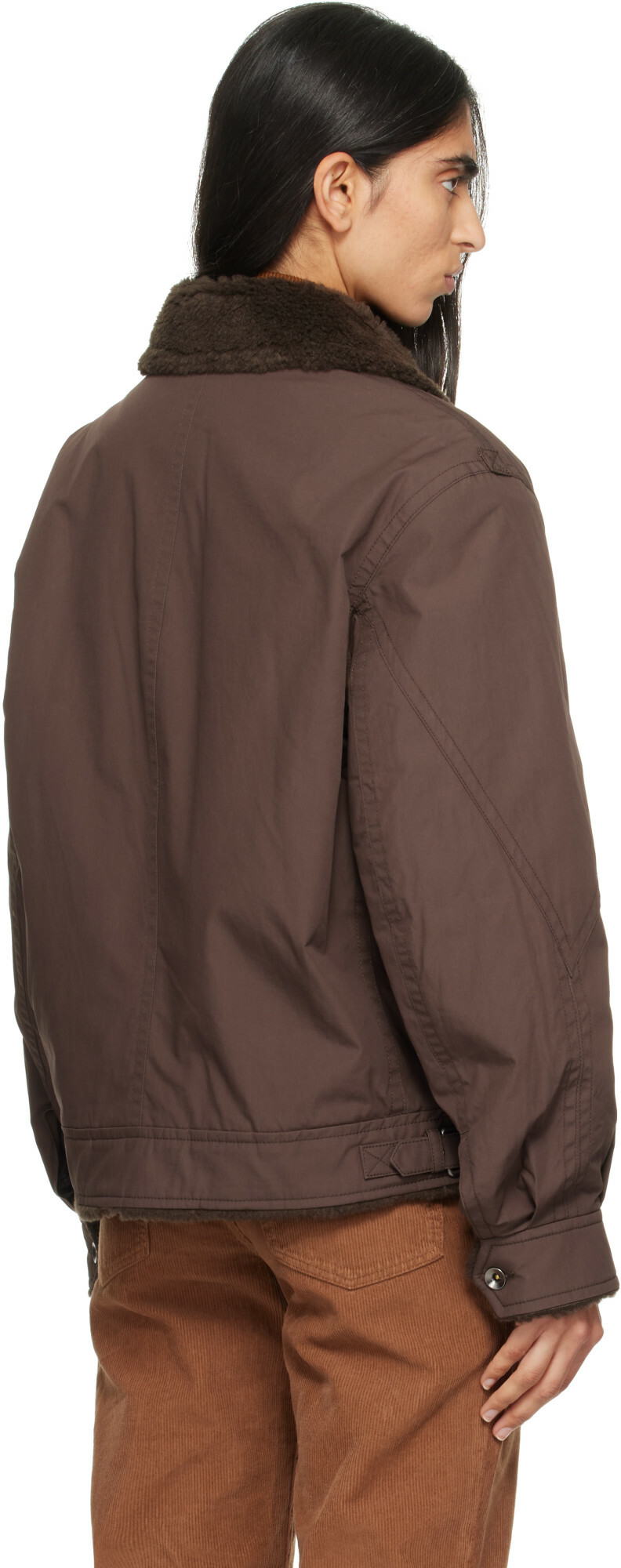 COOR Brown Fleece Lined Cotton B-3 Jacket