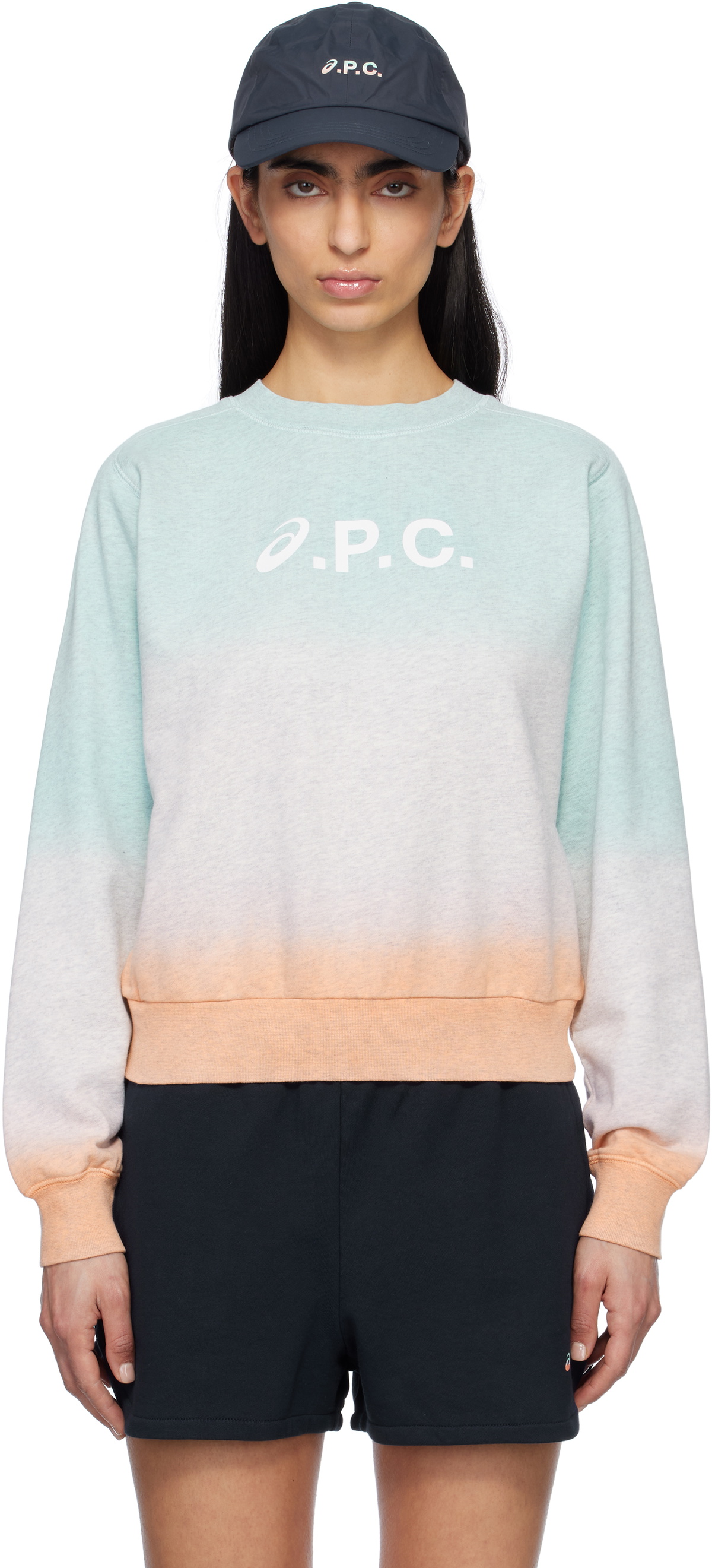 A.P.C. Blue & Pink ASICS Edition Stone Dip Dye Sweatshirt