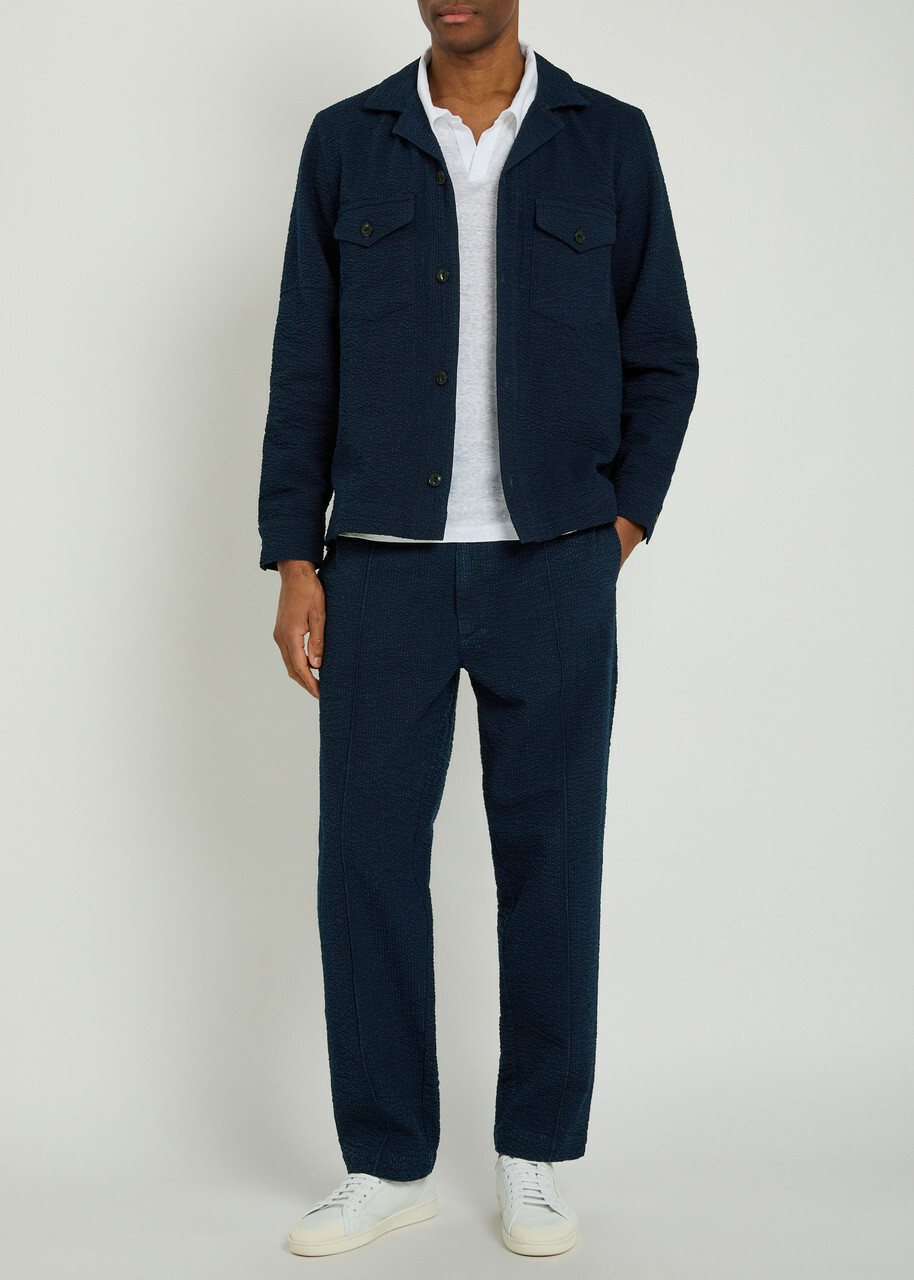 Officine Générale Jean-baptiste Seersucker Jacket Navy