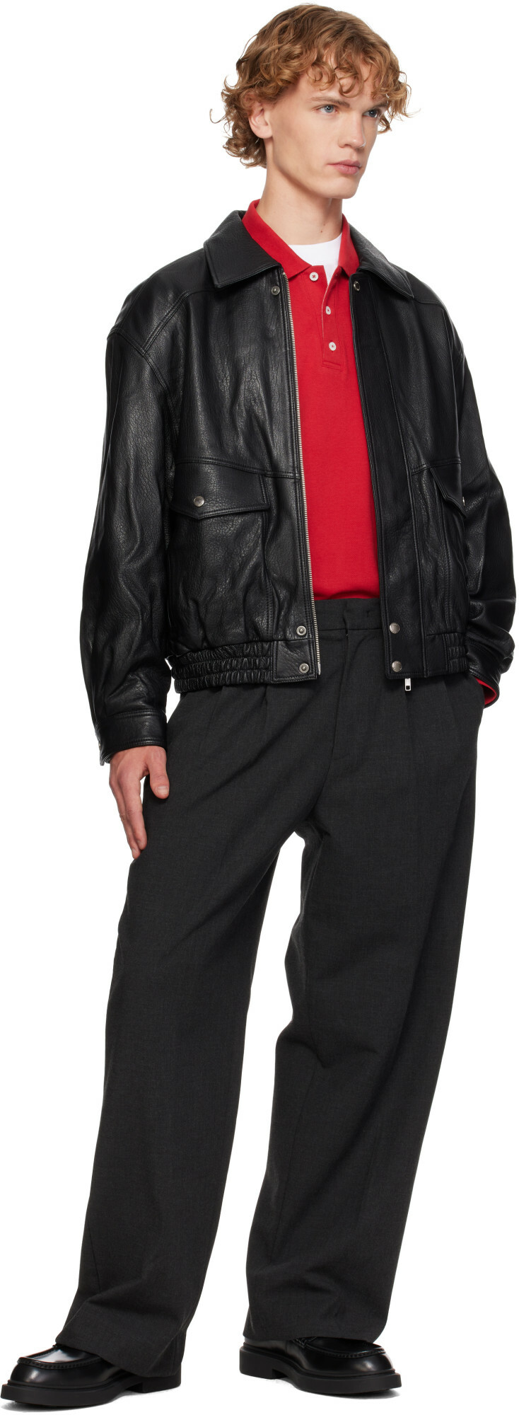 Dunst Black Oversized Vintage Leather Jacket
