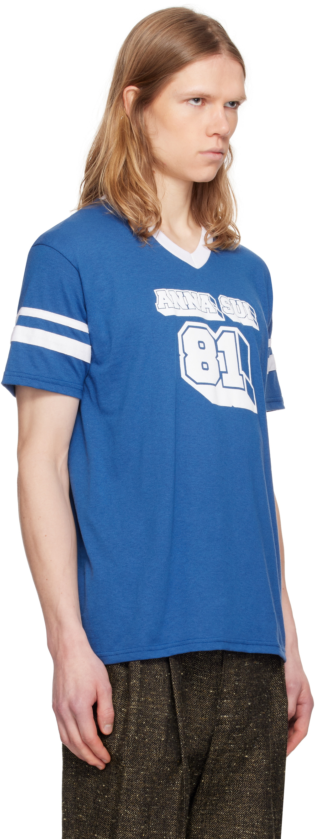 Anna Sui Blue & White 'Anna Sui' Logo T-shirt
