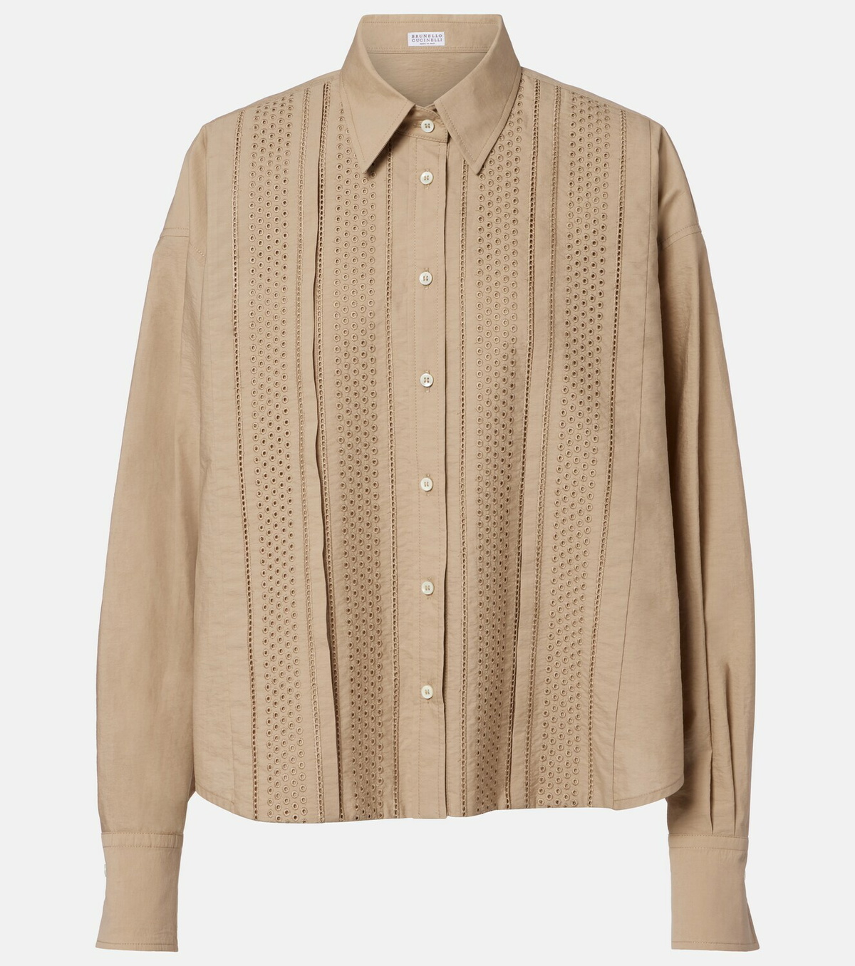 Brunello Cucinelli Embroidered cotton-blend shirt