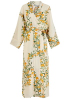 Bernadette Peignoir Printed Silk Wrap Dress Cream